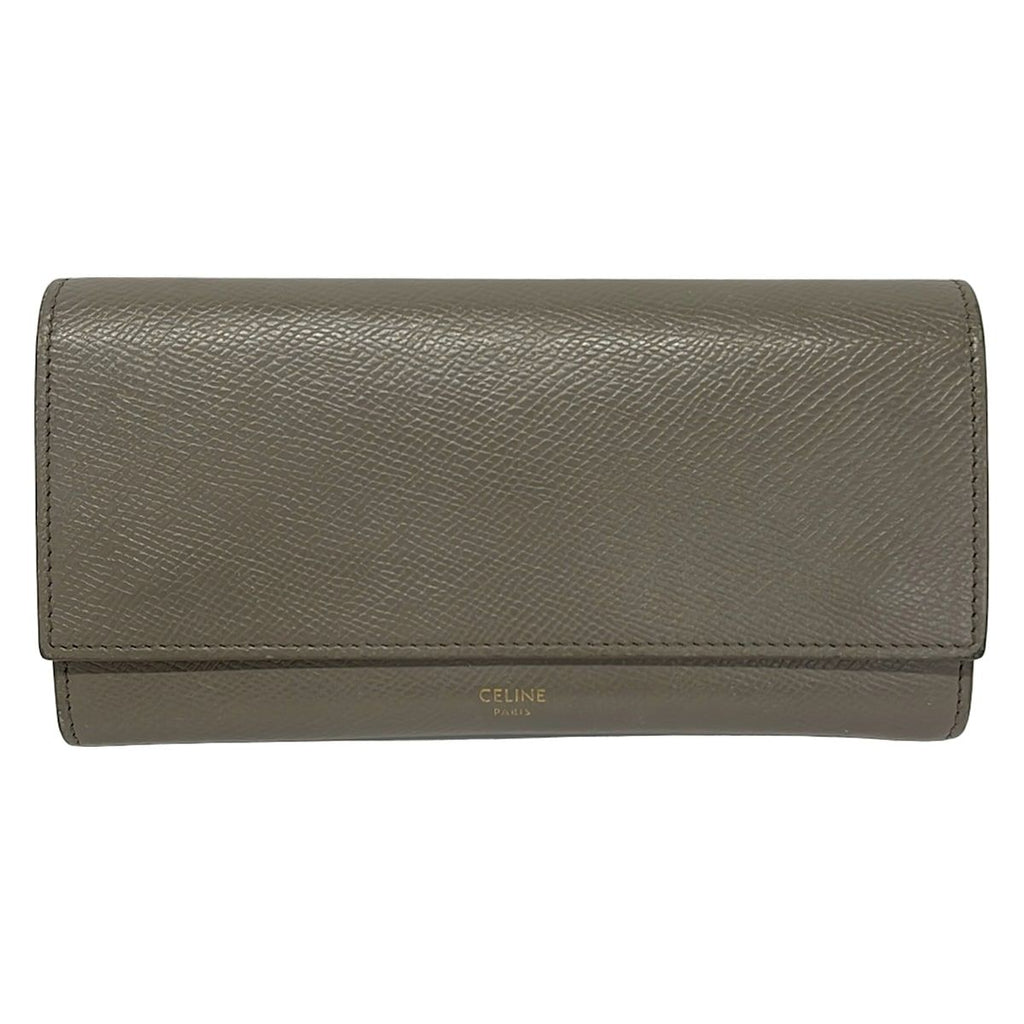 Celine Wallet Gray Beige Leather