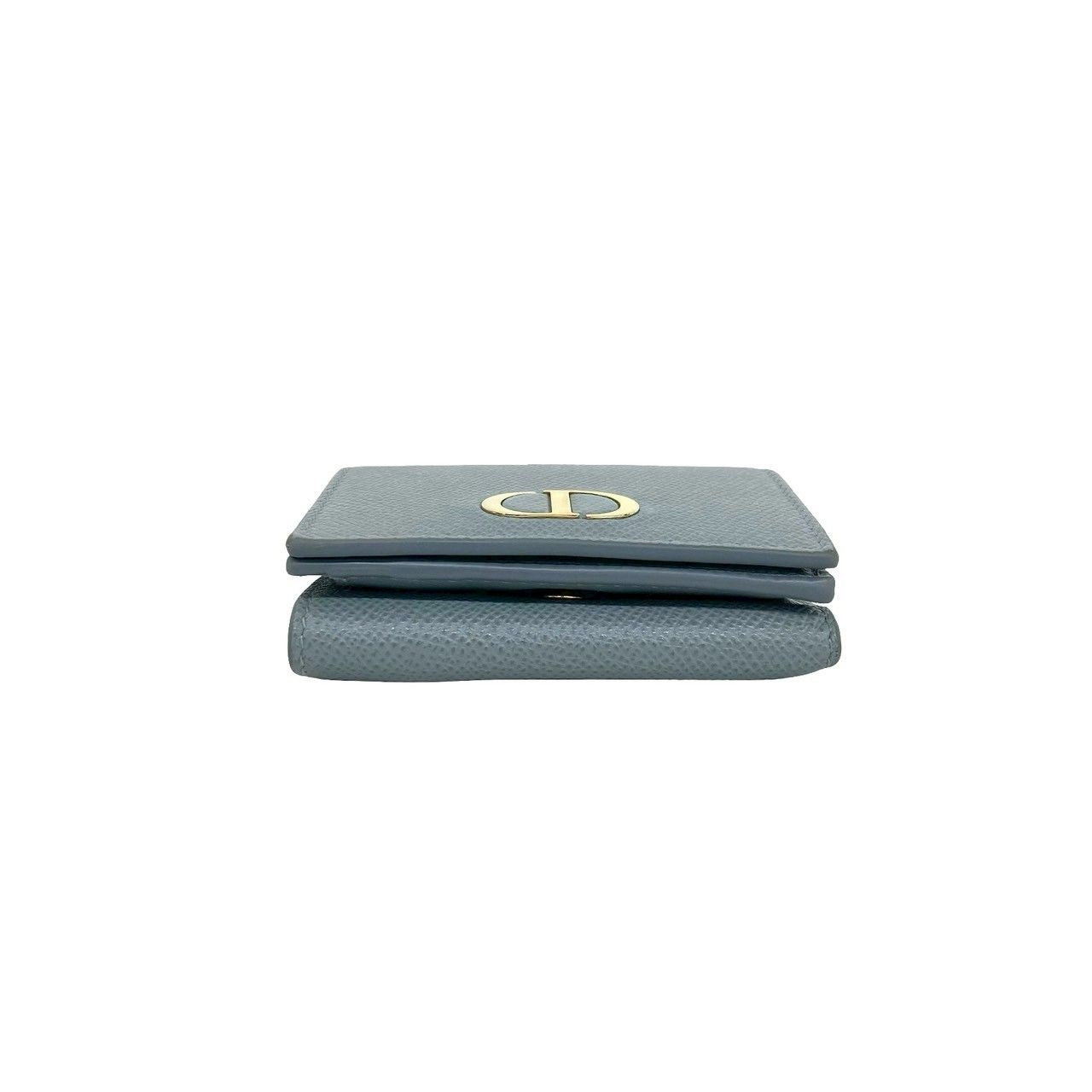 Dior Box 30 Montaigne CD Logo Leather Trifold Wallet Blue Handbag — view 6