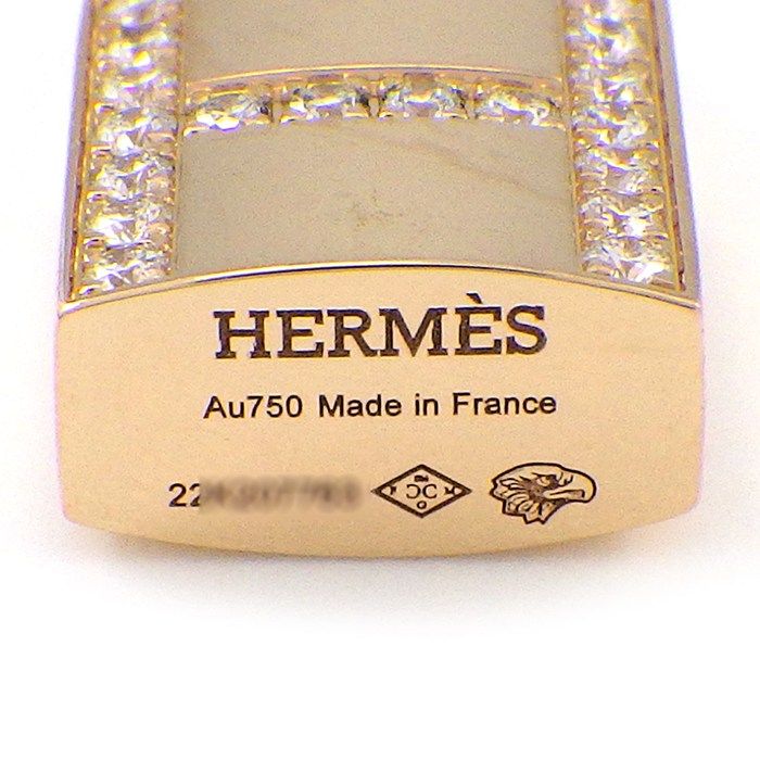 Hermes Necklace Kelly Cadena Lock Logo 18 Points Diamond Total 18k Pink Gold — view 5