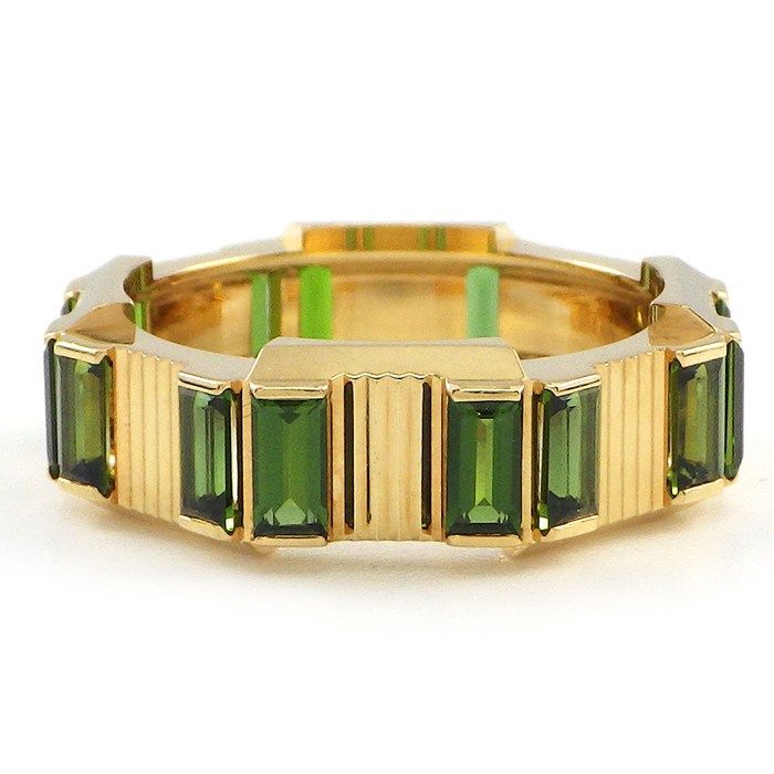 Gucci Ring Link to Love Points Baguette Cut Green Tourmaline 18k Yellow Gold — view 2
