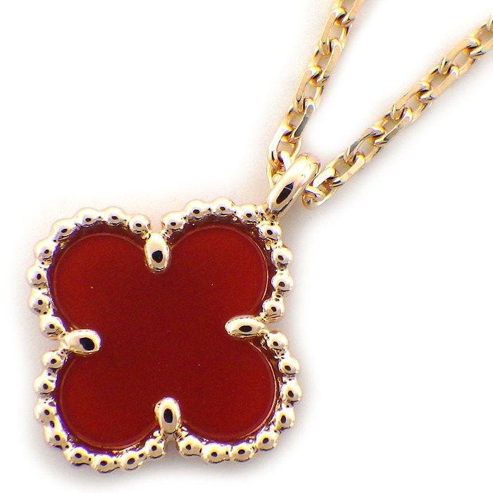 Van Cleef & Arpels Necklace Sweet Alhambra Carnelian 18k Pink Gold