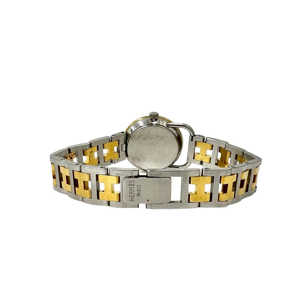 Hermes Also-h Logo Stainless Steel Quartz Watch Wrist Silver Gold — view 9