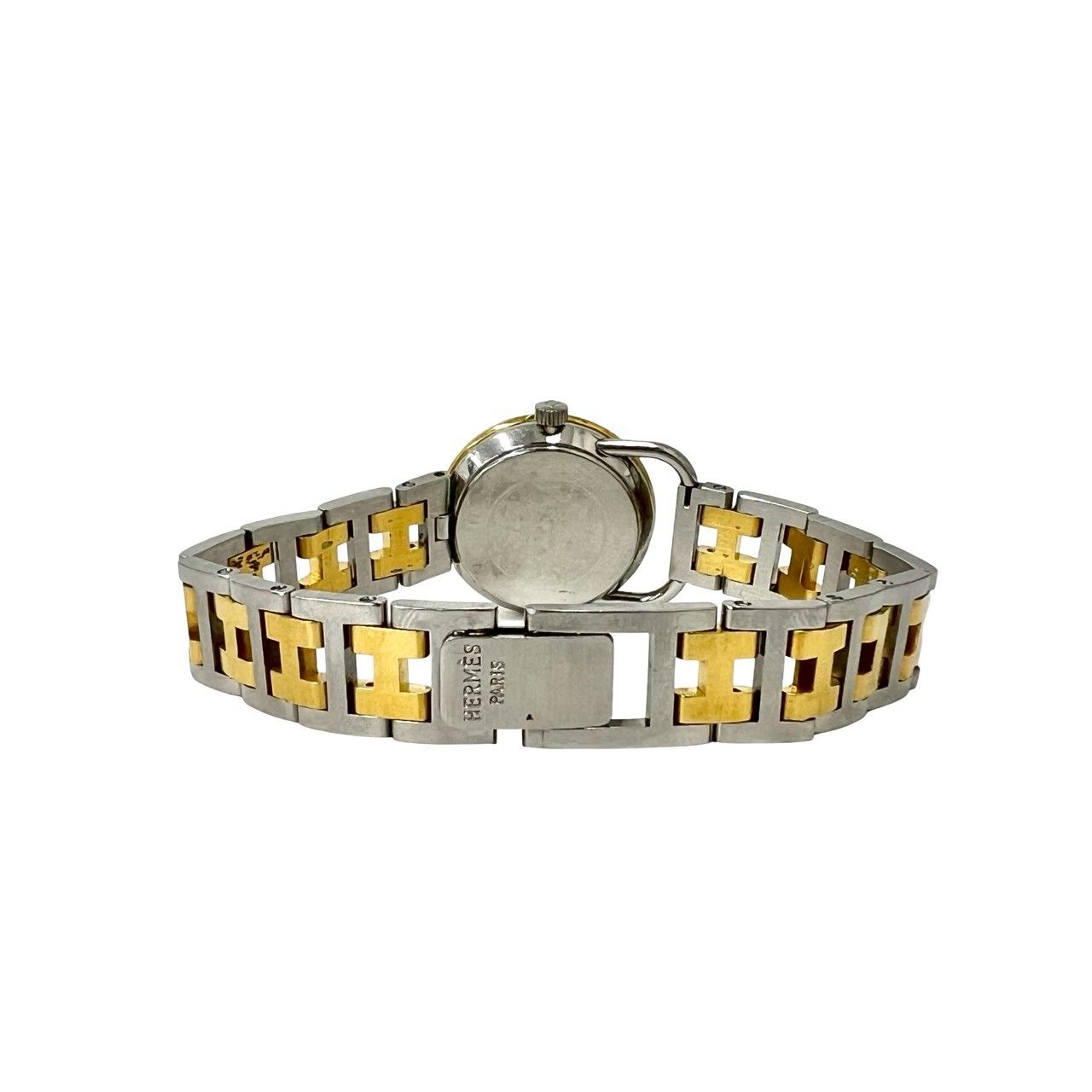 Hermes Also-h Logo Stainless Steel Quartz Watch Wrist Silver Gold — view 9