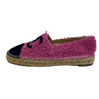 Chanel Slip Ons 39 Pink Dark Navy Espadrilles CC Logo Slipper