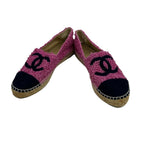 Chanel Slip Ons 39 Pink Dark Navy Espadrilles CC Logo Slipper — view 2