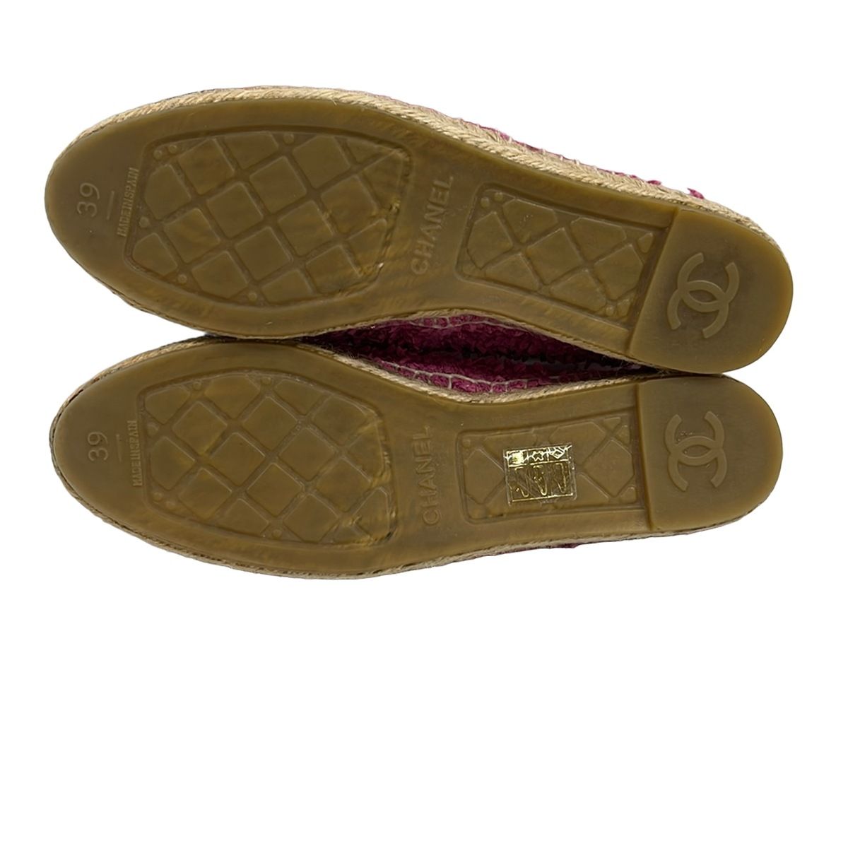Chanel Slip Ons 39 Pink Dark Navy Espadrilles CC Logo Slipper — view 4