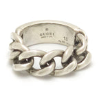 Gucci Logo Plate Golmet Chain Ring 13 12.5 Enamel Turquoise Sterling Silver — view 4