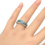 Gucci Logo Plate Golmet Chain Ring 13 12.5 Enamel Turquoise Sterling Silver