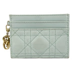 Dior Card Case Lady Light Blue Quilted Leather