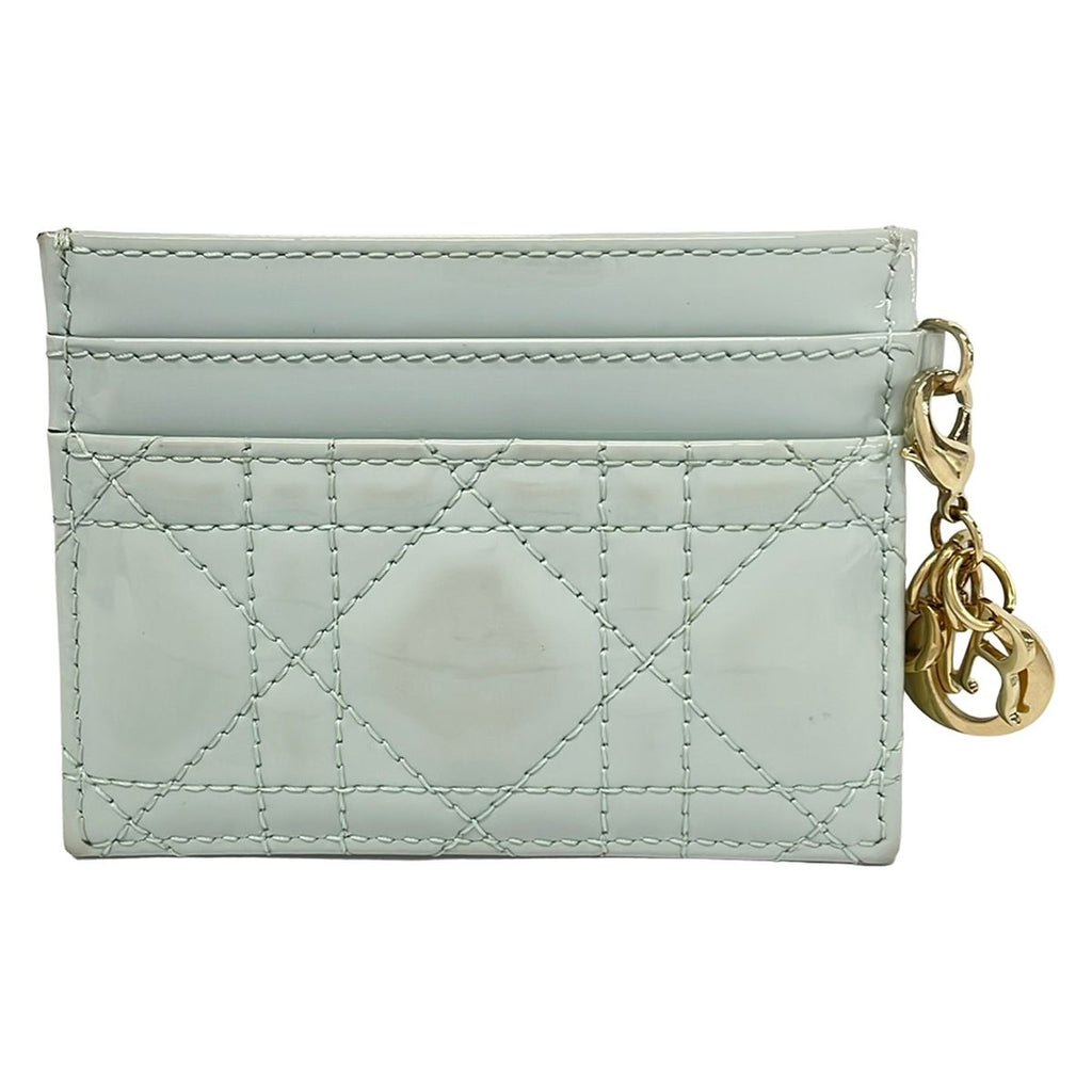 Dior Card Case Lady Light Blue Quilted Leather — view 2