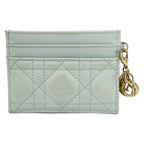 Dior Card Case Lady Light Blue Quilted Leather — view 2