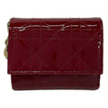 Dior Trifold Wallet Lady Bordeaux Quilted Leather Handbag