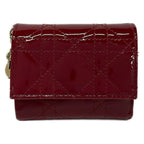 Dior Trifold Wallet Lady Bordeaux Quilted Leather Handbag