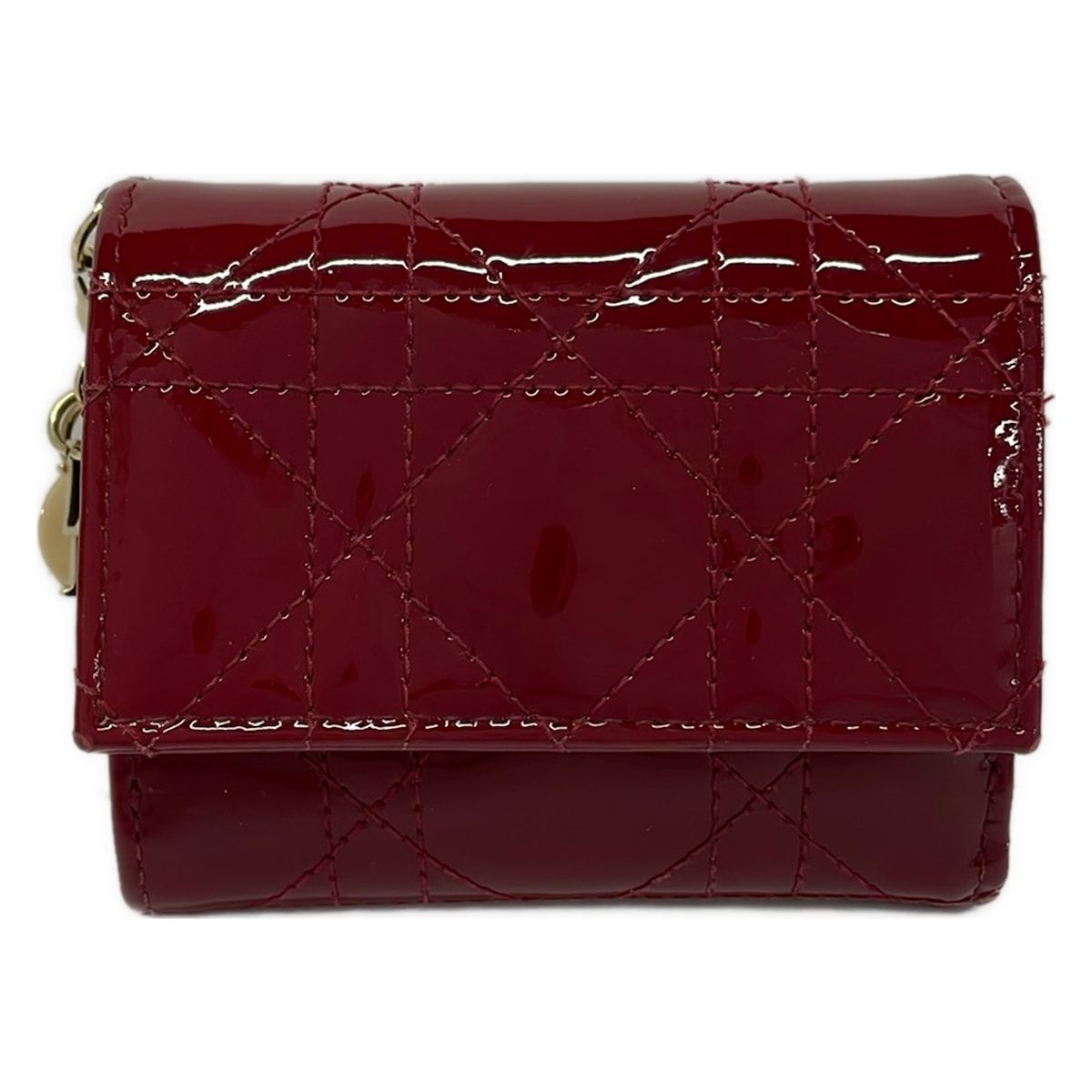Dior Trifold Wallet Lady Bordeaux Quilted Leather Handbag
