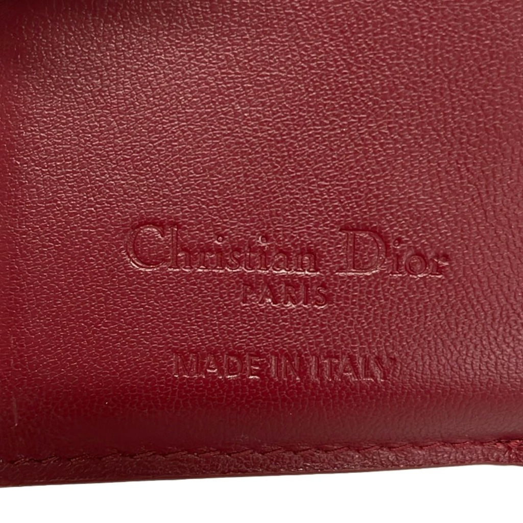 Dior Trifold Wallet Lady Bordeaux Quilted Leather Handbag — view 5