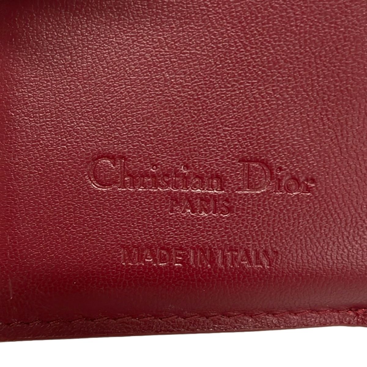 Dior Trifold Wallet Lady Bordeaux Quilted Leather Handbag — view 5