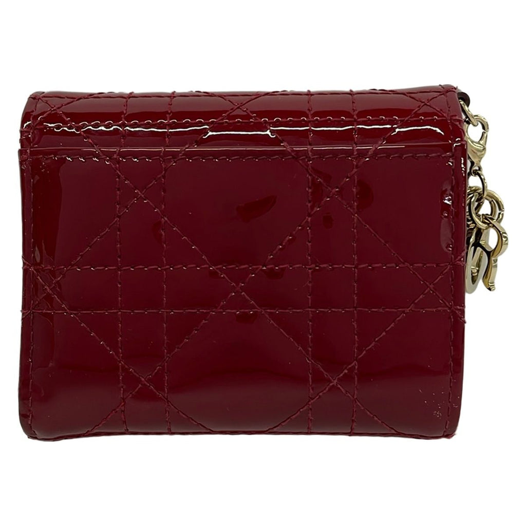 Dior Trifold Wallet Lady Bordeaux Quilted Leather Handbag — view 2