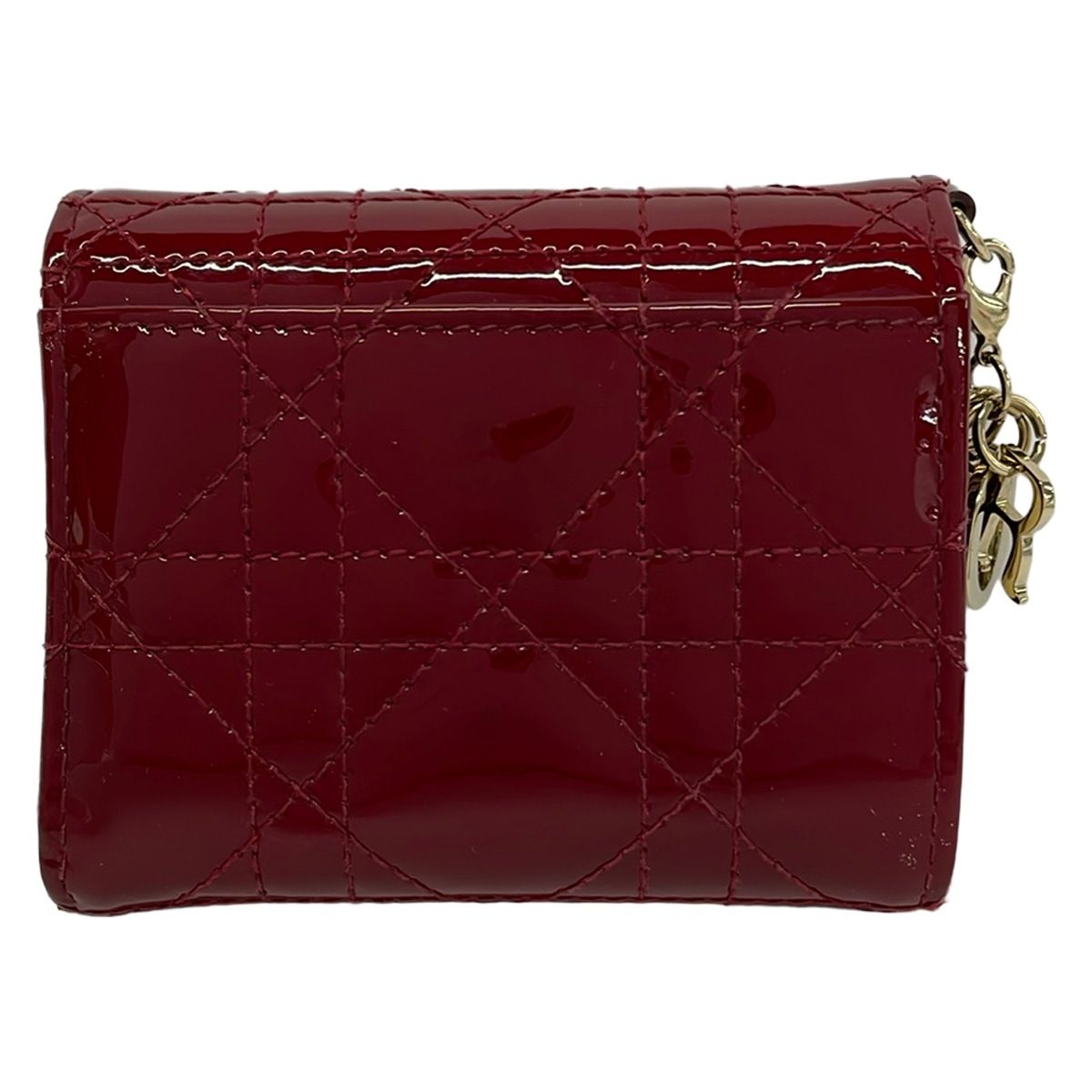 Dior Trifold Wallet Lady Bordeaux Quilted Leather Handbag — view 2