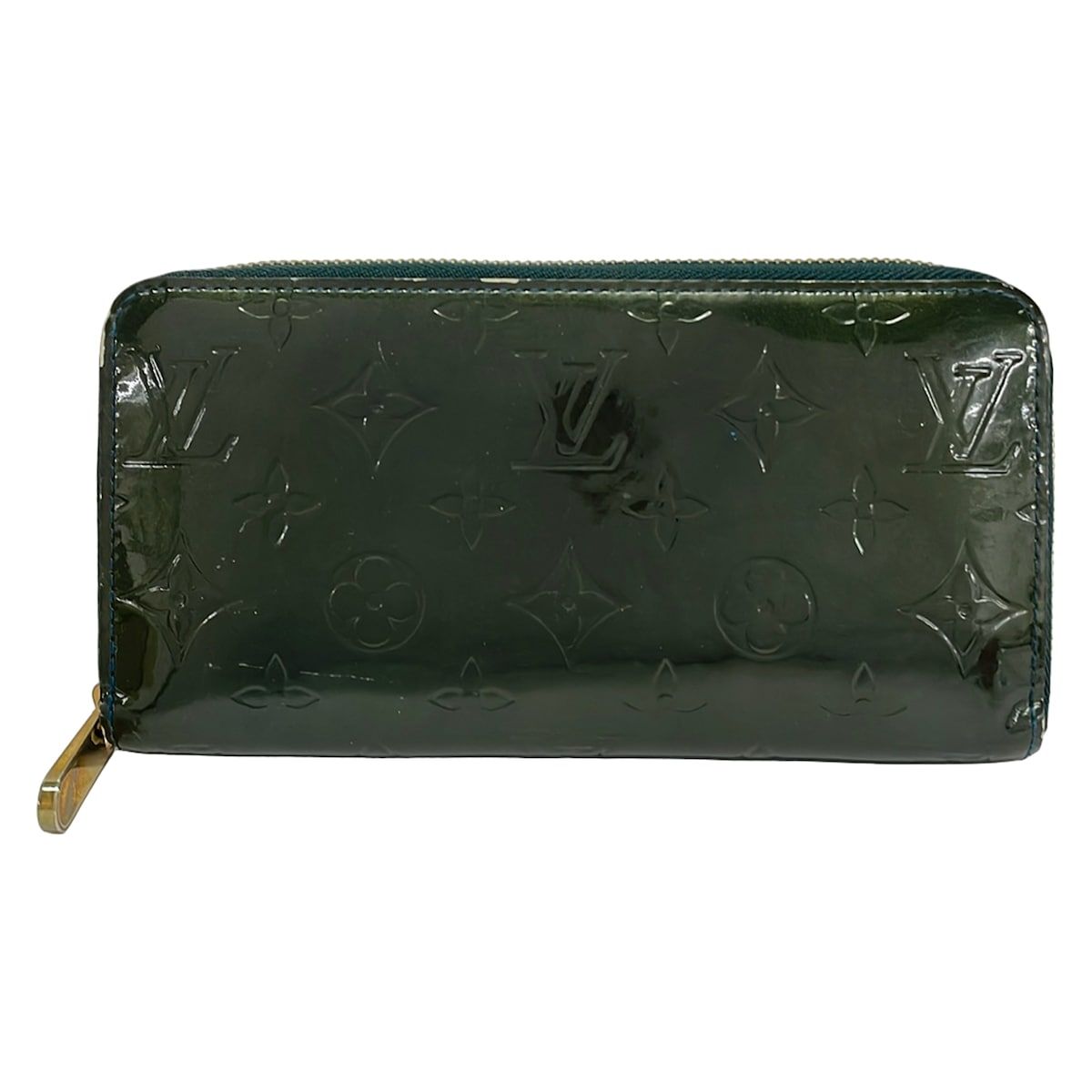 Louis Vuitton Wallet Monogram Vernis Zippy Blue Nuit Zip Around Leather