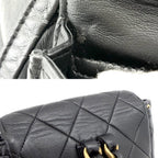 Chanel Backpack Quilted Chain Shoulder Turnlock CC Logo Leather Black Gold — view 8