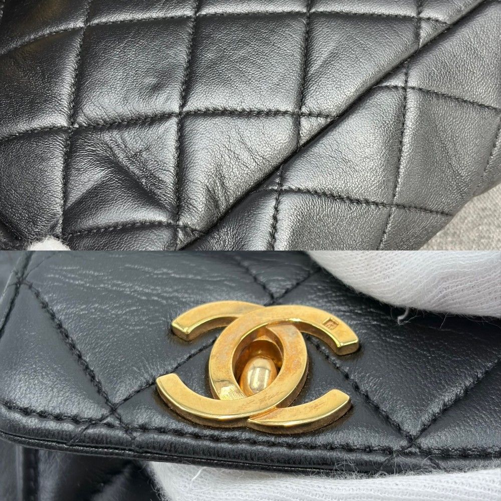 Chanel Backpack Quilted Chain Shoulder Turnlock CC Logo Leather Black Gold — view 7