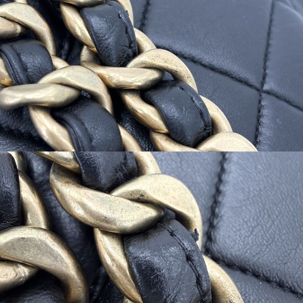 Chanel Backpack Quilted Chain Shoulder Turnlock CC Logo Leather Black Gold — view 9