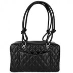Chanel Cambon Line Bowling Bag Quilted CC Logo Shoulder Leather Black Silver — view 2