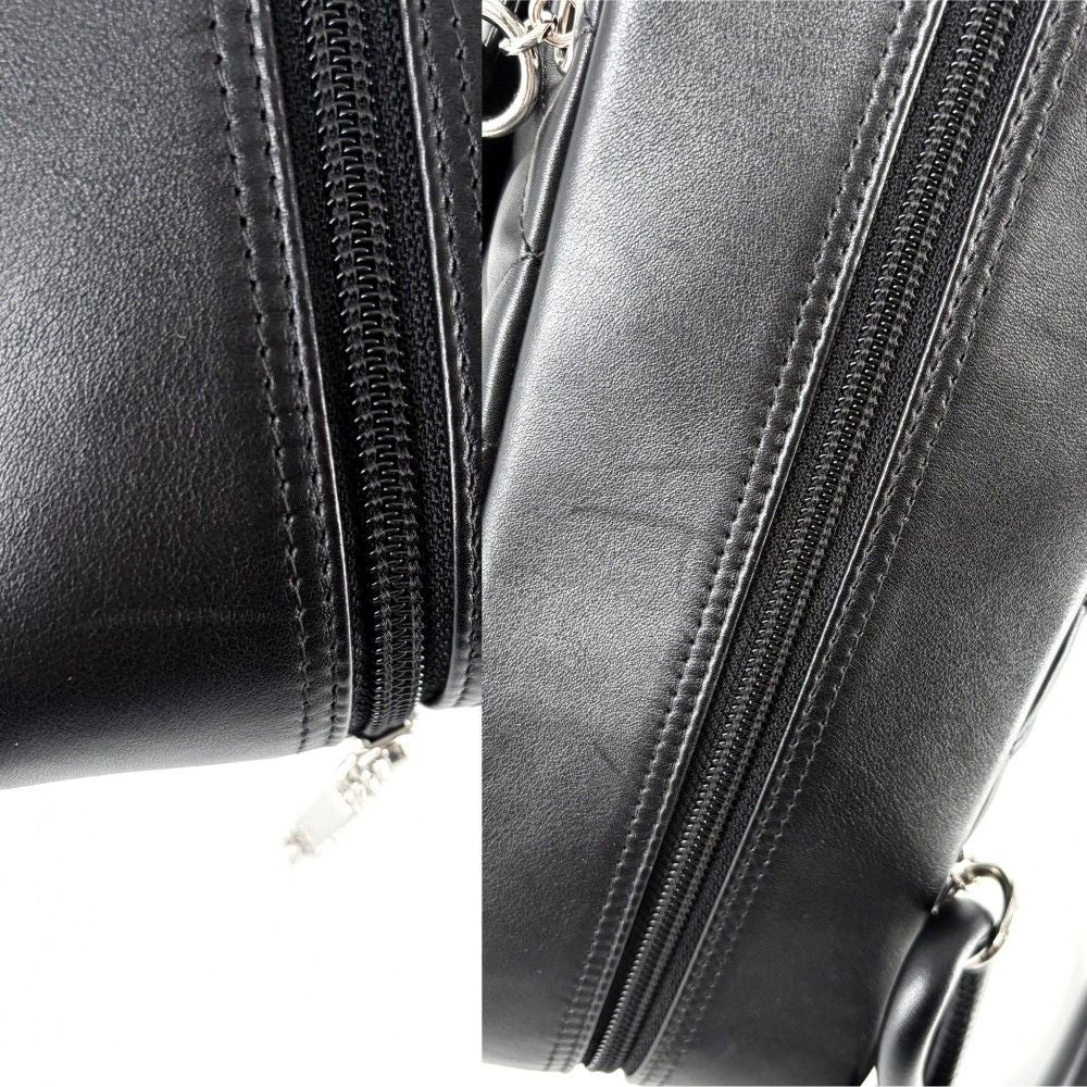 Chanel Cambon Line Bowling Bag Quilted CC Logo Shoulder Leather Black Silver — view 7