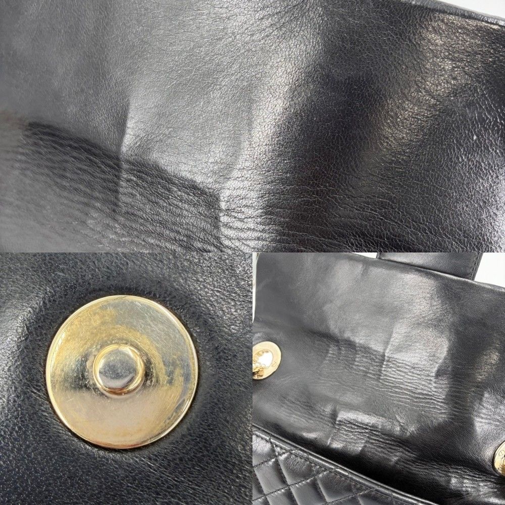 Chanel Shoulder Bag Quilted Westminster Chain Leather Faux Pearl Black Gold — view 9
