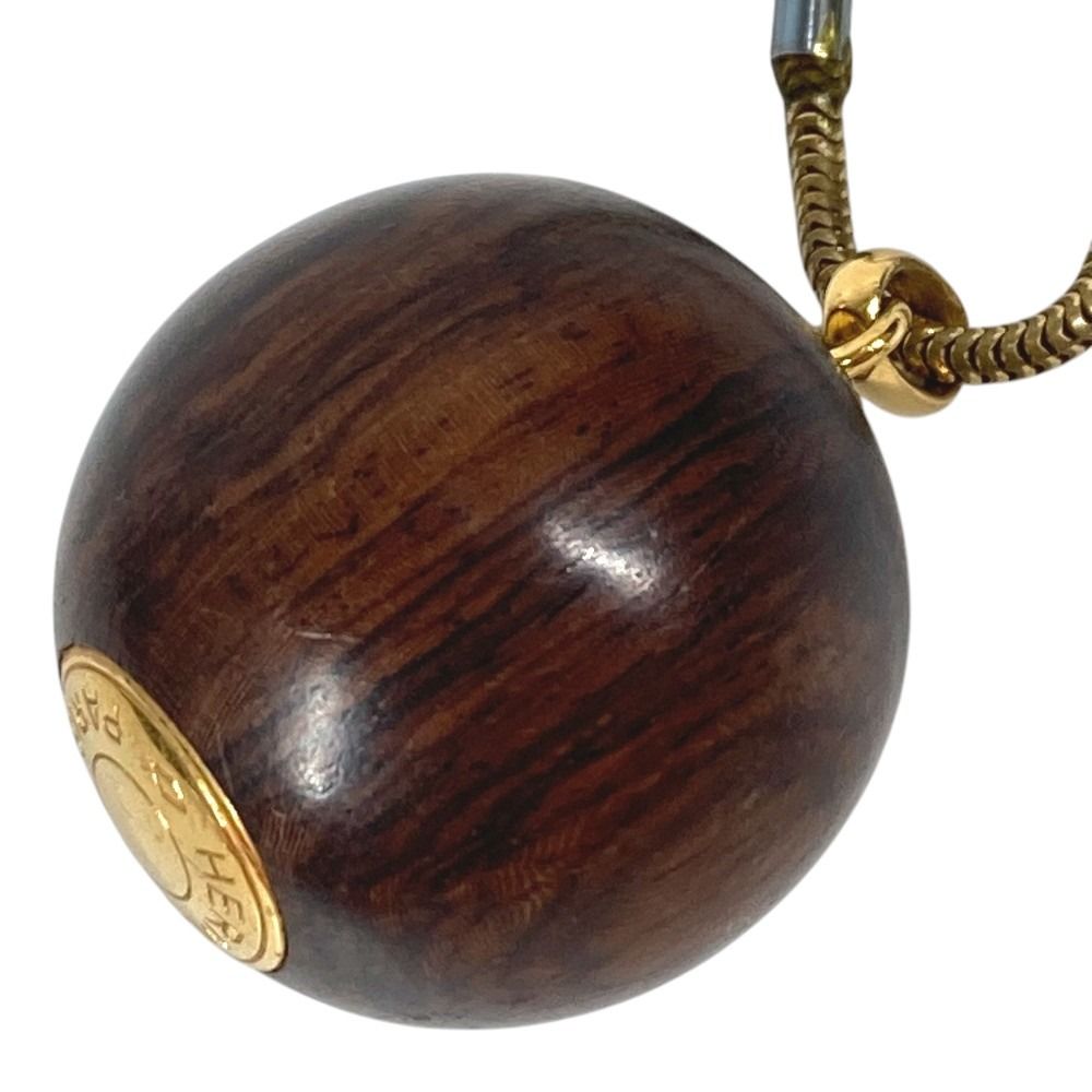 Hermes Necklace Series Logo Wood Ball Brown — view 4