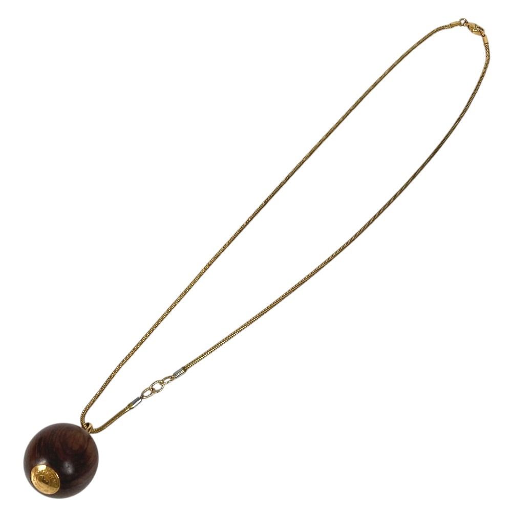 Hermes Necklace Series Logo Wood Ball Brown — view 2