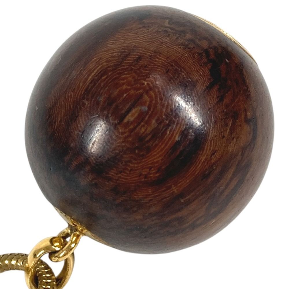 Hermes Necklace Series Logo Wood Ball Brown — view 7