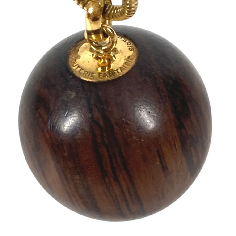 Hermes Necklace Series Logo Wood Ball Brown — view 5