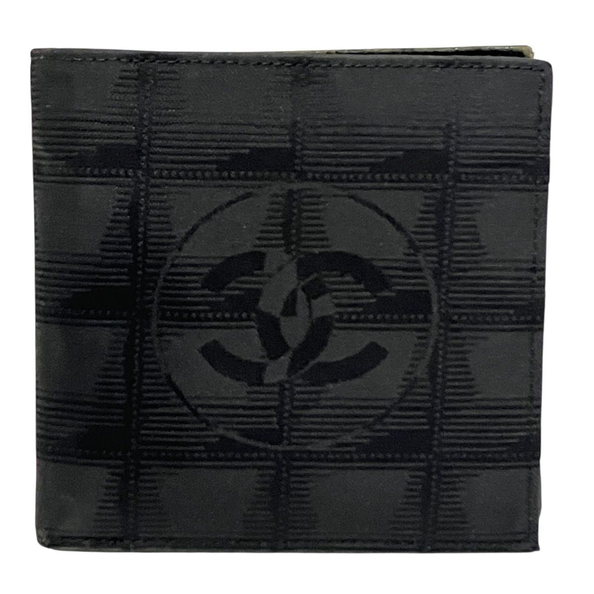 Chanel New Travel Line Bifold Wallet Leather Canvas