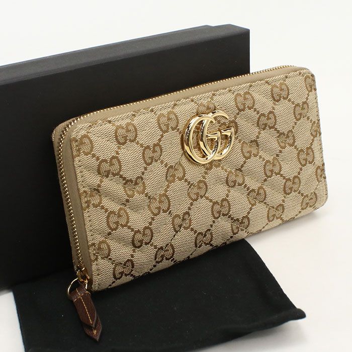 Gucci Zip Around Wallet GG Marmont Canvas