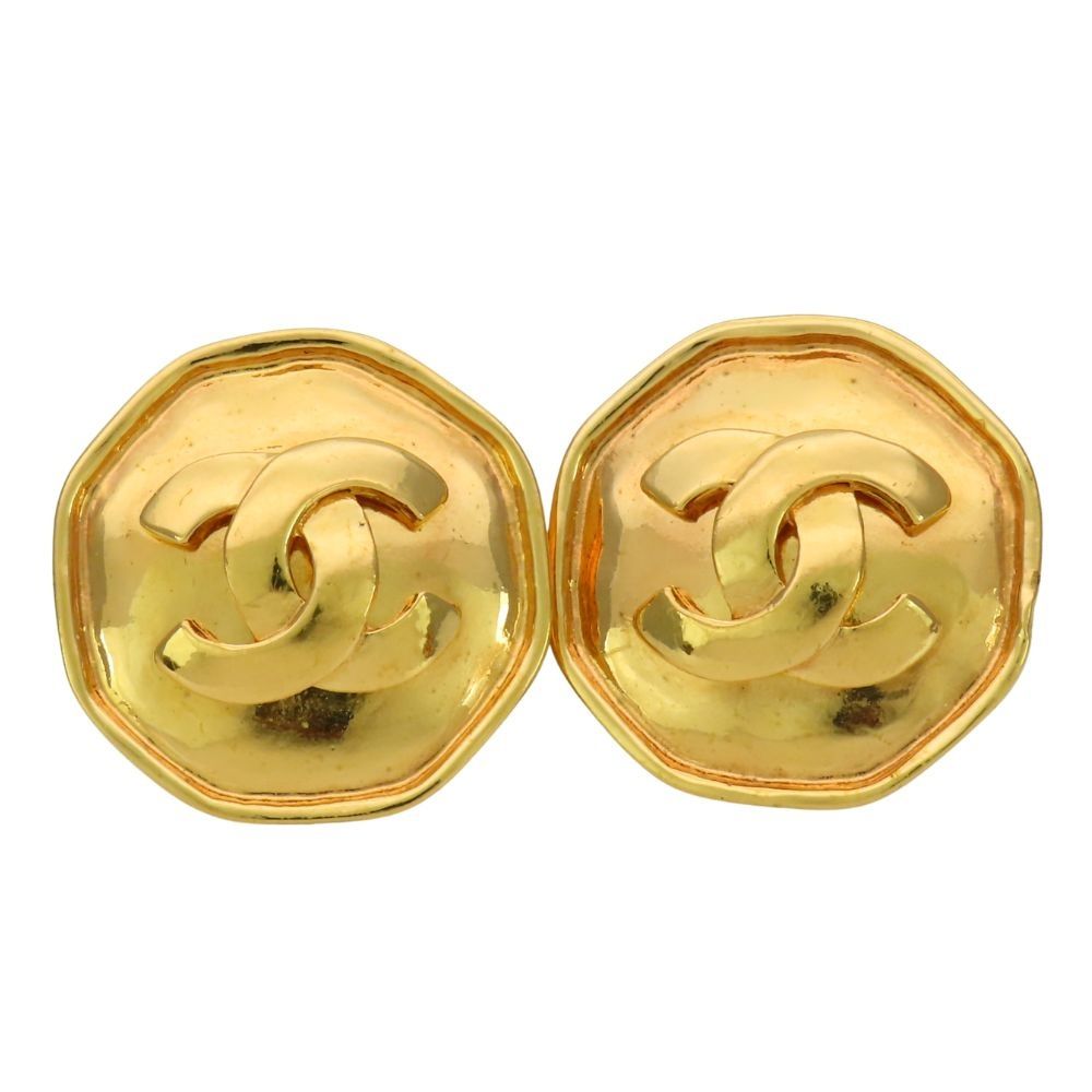 Chanel Earrings Metal Gold Plated CC Logo