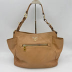Prada Shoulder Bag Leather Beige