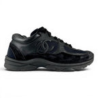 Chanel Suede Leather with CC Logo Low Cut Sneakers Black — view 4