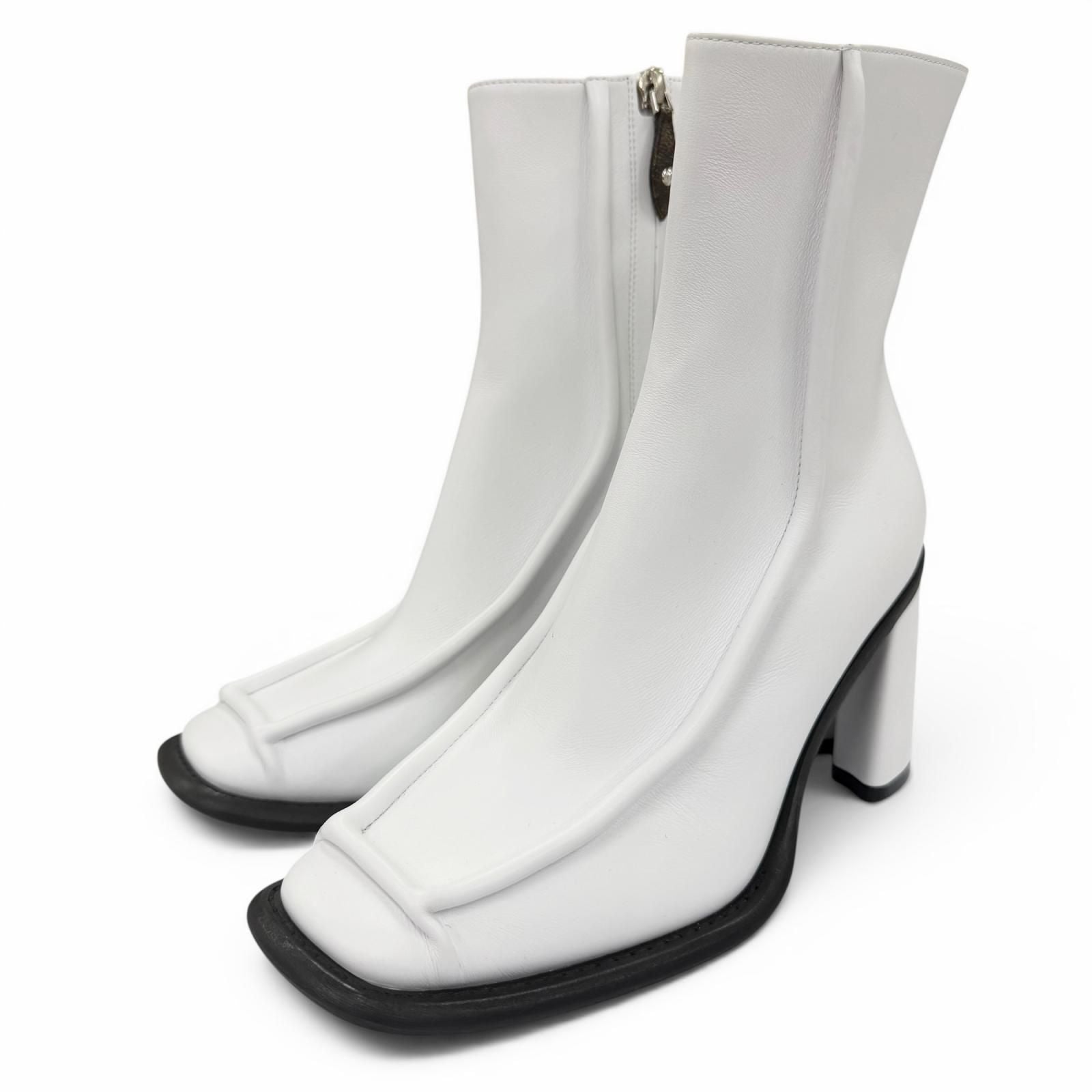 Louis Vuitton Line Leather Ankle Boots White