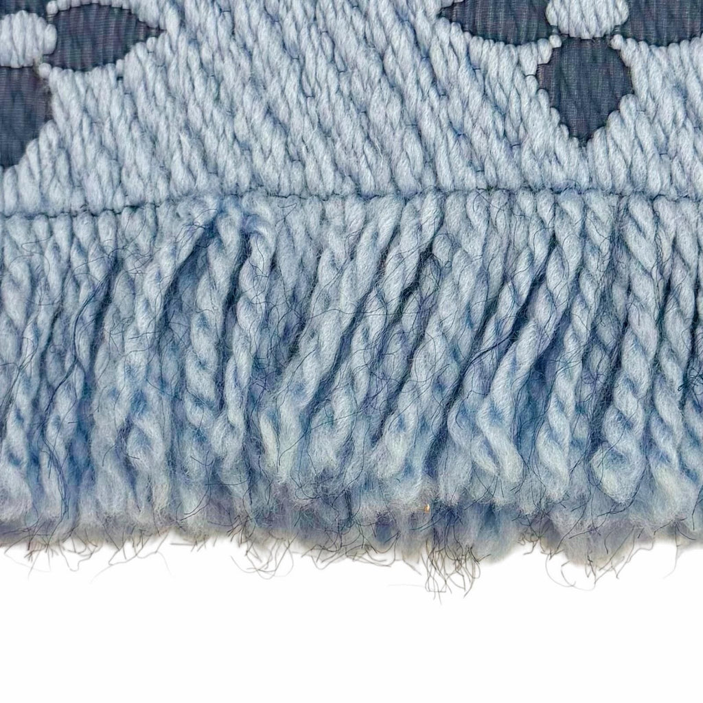Louis Vuitton Echarpe Logo Mania Wool Silk Blend LV with Fringe Scarf Light Blue — view 4