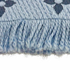 Louis Vuitton Echarpe Logo Mania Wool Silk Blend LV with Fringe Scarf Light Blue — view 4