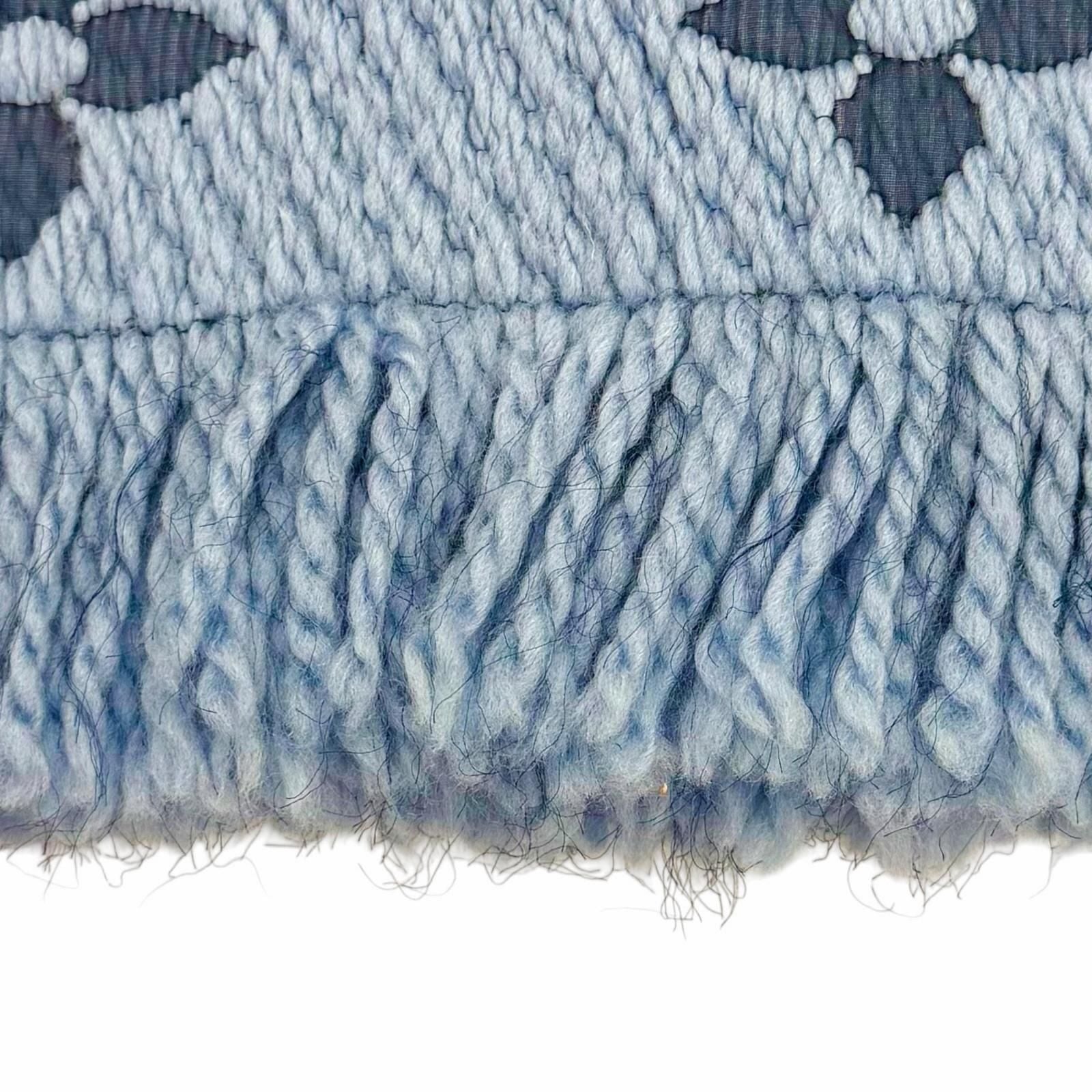 Louis Vuitton Echarpe Logo Mania Wool Silk Blend LV with Fringe Scarf Light Blue — view 4