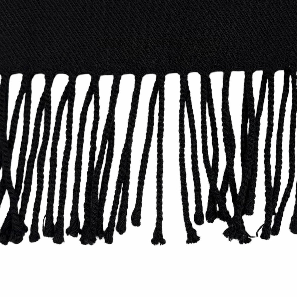 Chanel Wool Cashmere Blend CC Logo Shawl Scarf with Fringe Black Gold — view 4
