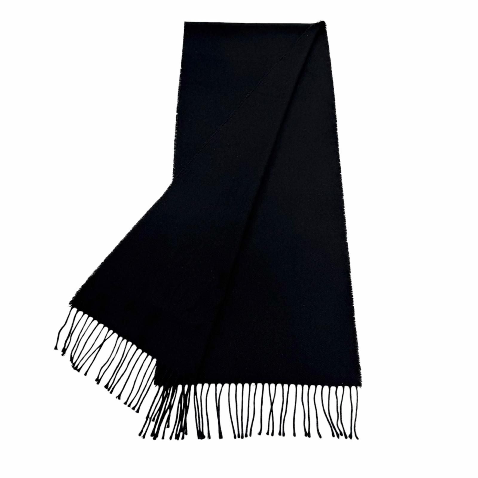 Chanel Wool Cashmere Blend CC Logo Shawl Scarf with Fringe Black Gold — view 2