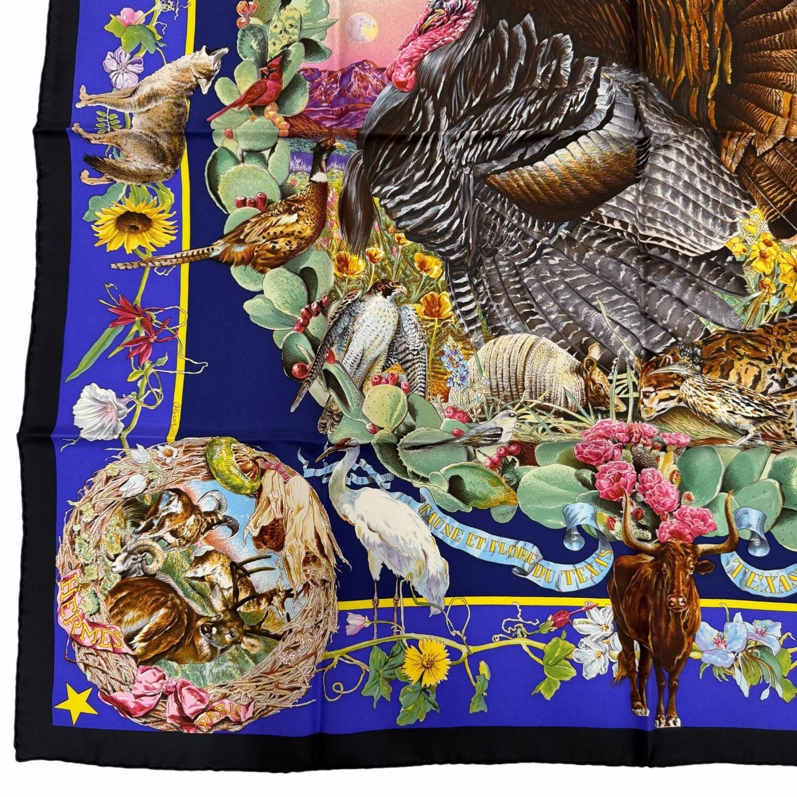 Hermes Carre 90 Faune Et Flore du Texas Wildlife Illustrated Guide to Flora and — view 5