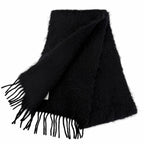 Loewe Mohair Wool Anag Lambskin Patch Fringe Scarf Black — view 2