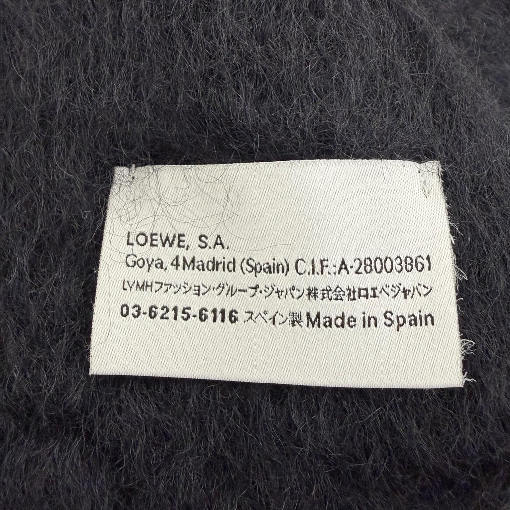 Loewe Mohair Wool Anag Lambskin Patch Fringe Scarf Black — view 6