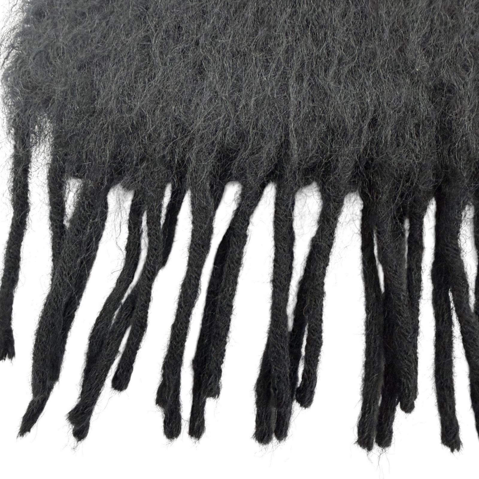 Loewe Mohair Wool Anag Lambskin Patch Fringe Scarf Black — view 5