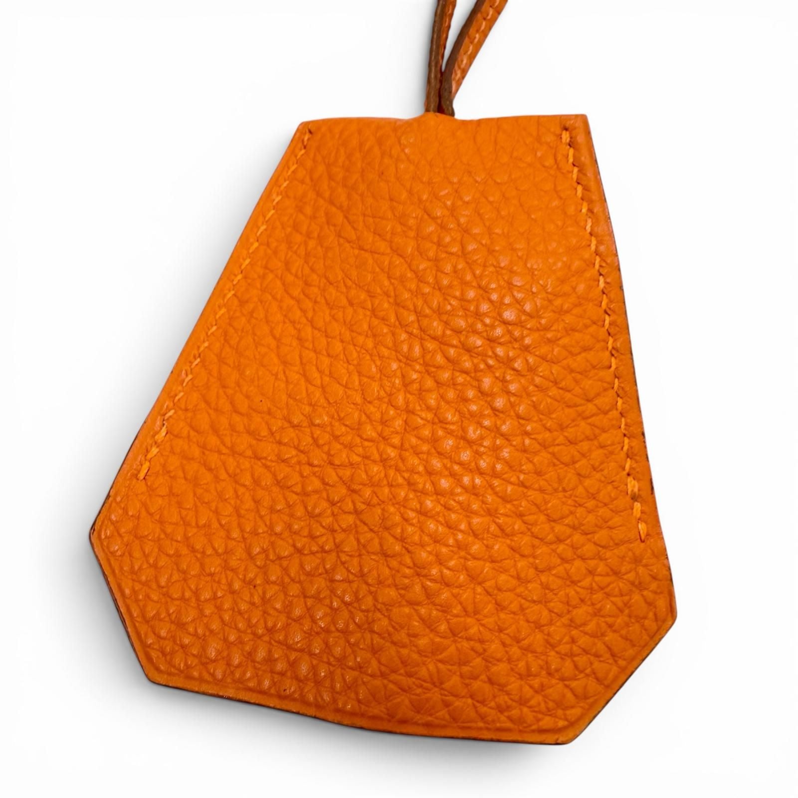 Hermes Vintage Leather Silver Martin Margiela Era Clochette Necklace Orange