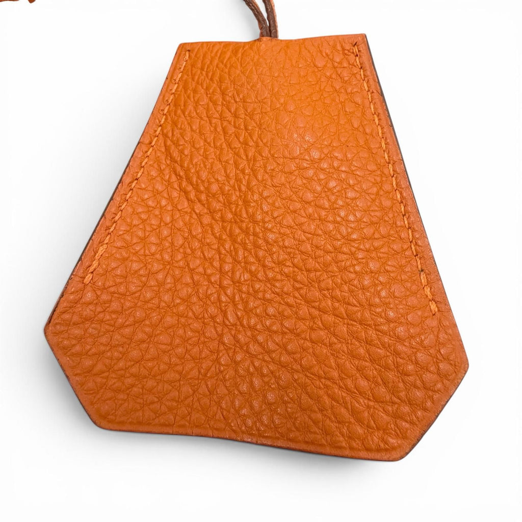 Hermes Vintage Leather Silver Martin Margiela Era Clochette Necklace Orange — view 3
